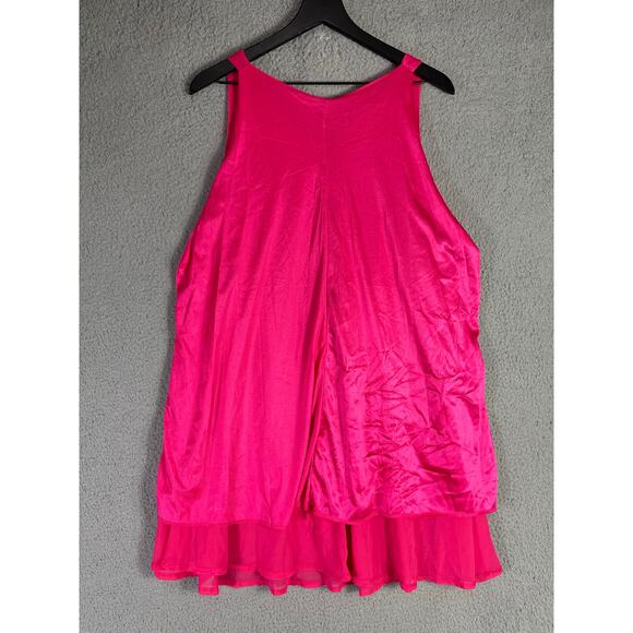 Hot Pink Sleeveless Swing Dress Women’s XL A-Line Layered‎ Hem Party Style - Picture 8 of 8